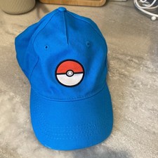 Pokemon Hat Cap Blue One Size Snapback Poke Ball Logo Casual Video Game Youth