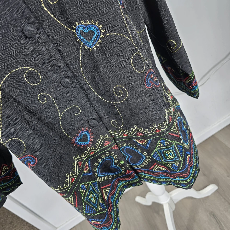 carol little Wms 2X Black Color Embroidered Silk Rayon Suit Seperate Jacket S44 - Image 4 of 4