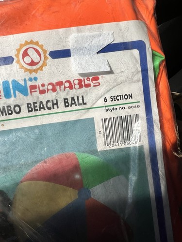 The Inflatables Jumbo Beach Ball Vinyl 48 Inches 1980s 1990s Alvimar New Sealed - Picture 3 of 5