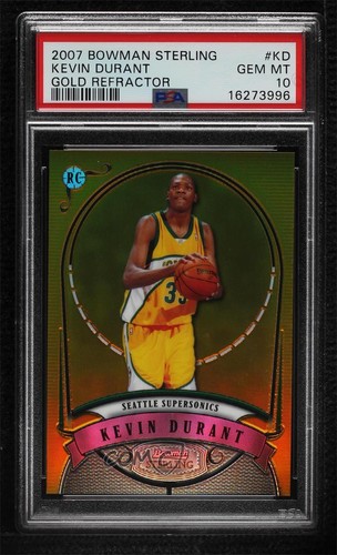 Kevin Durant [Gold Refractor] #KD 2007 Bowman Sterling card