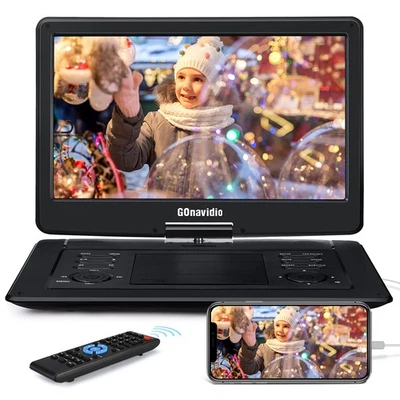 GONAVIDIO 19" Portable DVD Player 16" Large Swivel Screen Full HD HDMI USB 5000mAh Battery