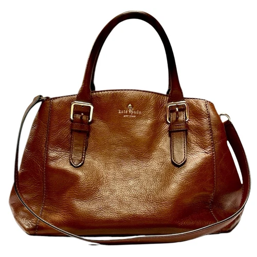 Kate Spade Cobble Hill Luisa Brown Satchel Handbag Pebbled Leather 12” X 9” X 4
