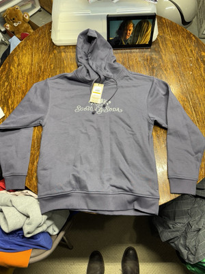 Scotch & Soda Graphic Hoodie Mens Medium Embroidered Purple Sky French Terry NEW