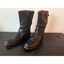 Botas de ingeniero de cuero negras Frye media pantorrilla moto hebilla correas para mujer talla US 10