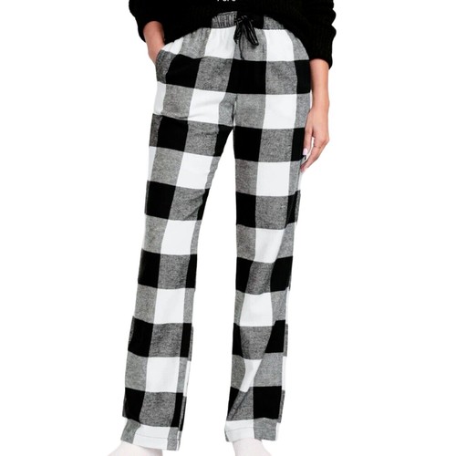Old Navy Flannel PJ Lounge Pants Women's Sz XL Black/White Buffalo Check Comfort