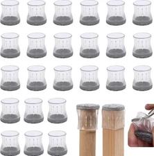 Furnigear Chair Leg S Fit Square: 0.5"-0.62"/ Round: 0.6"-0.7", Transparent 