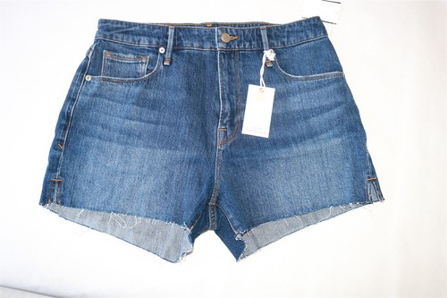 Good American – blaue Damenjeans-Shorts abgeschnitten roher Saum – Größe 8 neu mit Etikett - Bild 1 von 2