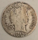 1914 Barber Silver Dime 10C - Denver Mint