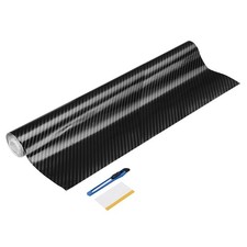 Carbon Fiber Vinyl Wrap 19.69" x 10ft Self-Adhesive with Scraper Silver Black