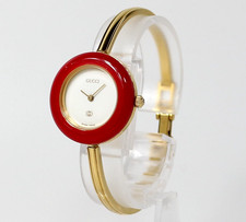 [Near MINT] Vintage GUCCI Change Bezel 1100-L Red White Dial Women's Watch