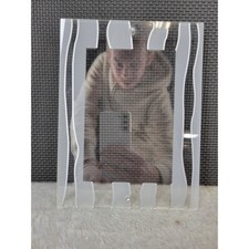 Clear Glass Photo Frame Frosted Swirl Design Tabletop Display Holds 4" x 6"