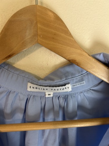 English Factory Maxi dress Blue Puff Sleeve Cottage Core Tiered Picnic Peasant - Picture 2 of 6