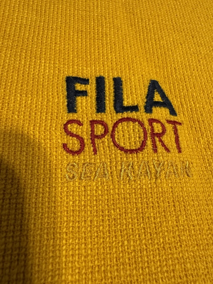 Camisa deportiva Fila para hombre XL amarilla Henley kayak de mar al aire libre manga corta algodón Foto 2 de 4