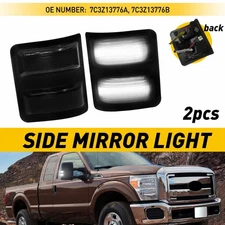 Smoke Mirror Side LED Signal Lights White For 08-2016 Ford F250 F350 F450 F550 T