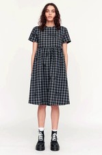 New Lazy Oaf Skulls and Bones Gingham Dress Size UK 10