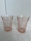 Set 2 Pink Depression Glasses Hazel Atlas Moderne 4.25" Drinkware/Juice/Beverage