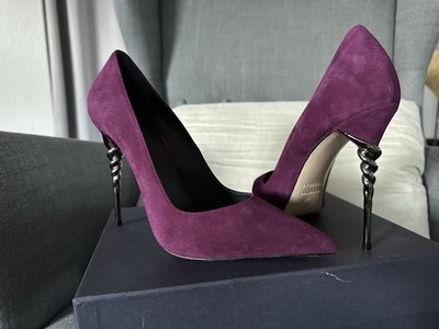 NEU: Le SILLA Pumps, exklusiver Absatz, Wildleder, Aubergine-farben, Gr. 39