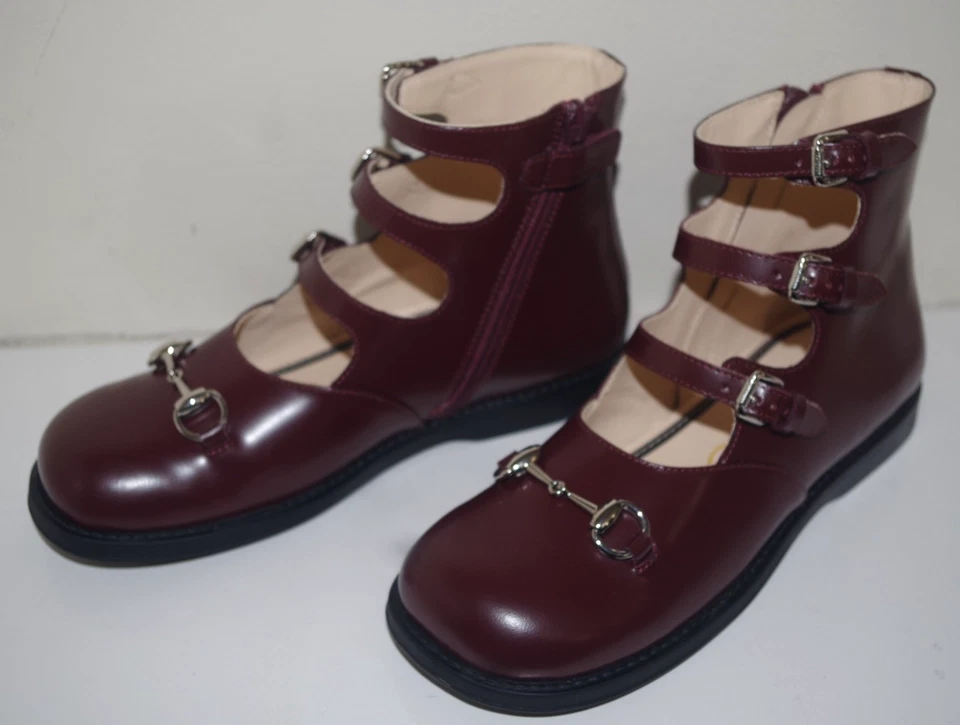 Novo Na Caixa Gucci Itália Couro Horsebit Meninas Botas Tiras Sapatos 1EUA 32EU Chardonnay - Imagem 4 de 4