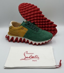 NEW Christian Louboutin Loubishark Sneakers Size 45.5 / US 12.5 Green Yellow Red Christian Louboutin Suede Trainers Green Yellow Size 42 EU main image 3