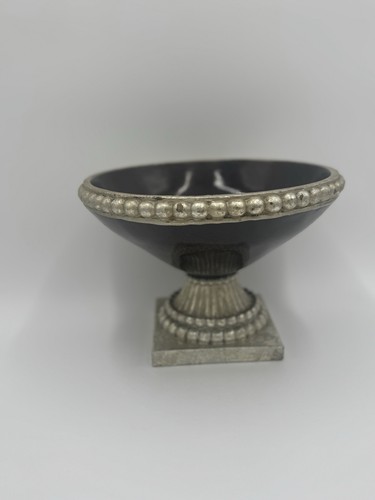 Vintage Decorative Pedestal Bowl Urn Gold Trim Accent Centerpiece Home Decor - Picture 17 of 20