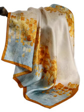 100 Silk 20" small square Scarf Women neckerchief wrap floral yellow blue wy267