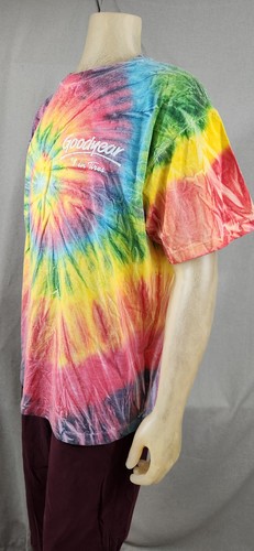 Vintage Jewel Tones Tie Dye Rainbow Spiral Single Stitch XL XLARGE T Shirt Top - Picture 5 of 6