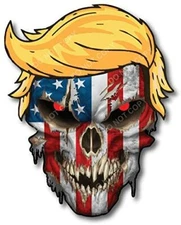 DONALD TRUMP HAIR USA AMERICAN FLAG SKULL STICKER DECAL CAR TRUCK WINDOW BUMPER