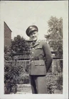 WWII Soldier Smiling Uniform Photo Snapshot Military Garden Pose Fence 1940s 971