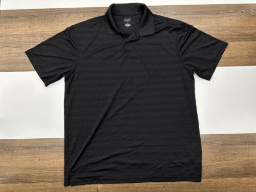 Haggar Mens L Black Performance Golf Sports Soft Collar Polo Shirt