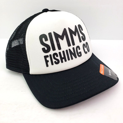 SIMMS Fishing Co Mens Black Small Fit High Crown Trucker Snapback Cap Hat