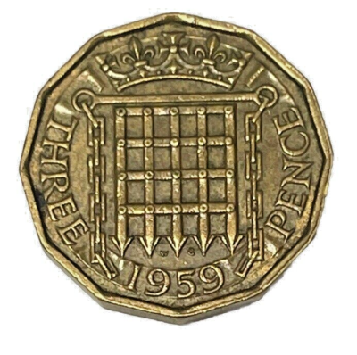 1959 Great Britain 3 Pence World Coin Queen Elizabeth KM# 900 Lot