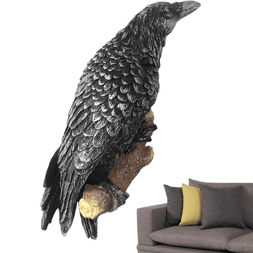 Gothic Resin Raven Statue Crow Sculpture Wall Art Vintage Bird Decor Home Garden - Picture 5 of 8