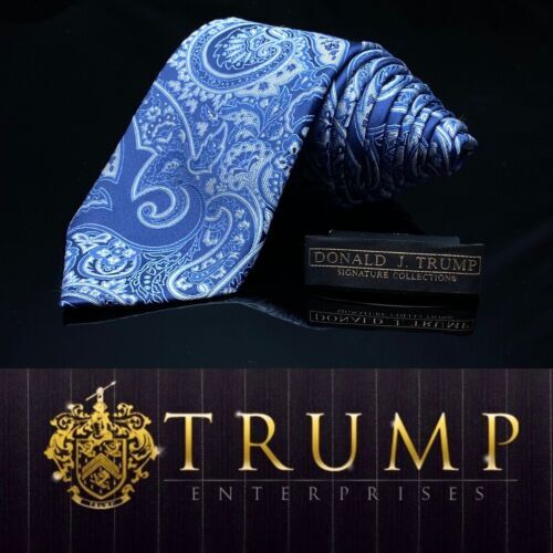 Donald J. Trump ~ Signature Collection Blue Silver Paisley  Donald J Trump Signature Blue Paisley Evening Tie main image 2