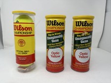 Vintage 2 Wilson Championship Optic Yellow Tennis Balls 1 Unopened Plastic Can