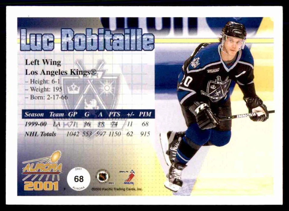 2000-01 Pacific Aurora Luc Robitaille #68 - Image 2 of 2
