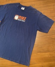 Vintage Nike Basketball T-Shirt Mens M Blue Spellout 1990S Made In USA 90s