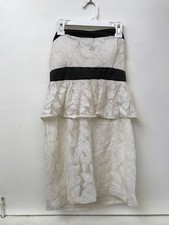 Forever 21 Strapless Cream White Lace Overlay Black Trim Dress M Medium
