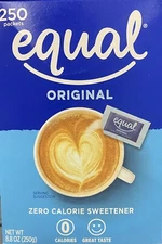 EQUAL ORIGINAL Zero Calorie Sweetener 250 Count Packets 8.8 oz Box