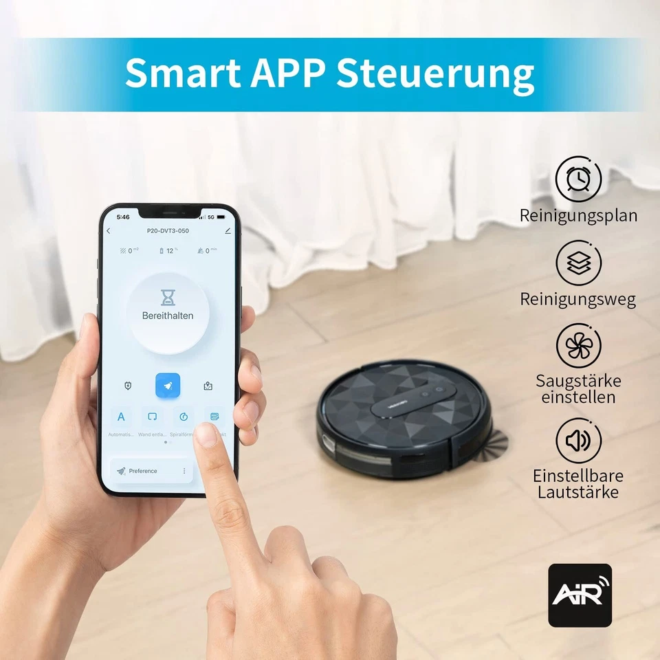 AIRROBO 120Min P20 Saugroboter Staubsauger  2800Pa App-Steuerung DHL - Bild 3 von 4