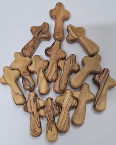 Heilung Gebet Komfort Kreuz natürliches Olivenholz aus dem Heiligen Land 100 Stck. 2,5 Zoll - Bild 5 von 9