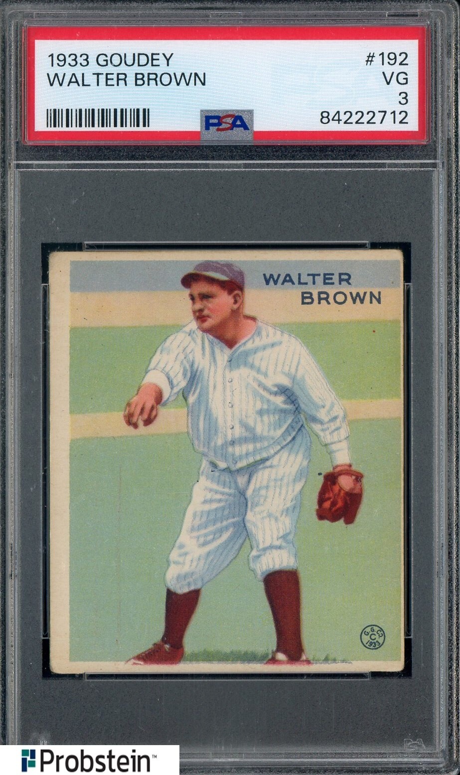 1933 Goudey #192 Walter Brown New York Yankees PSA 3 VG