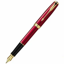 Good Red/Gold Clip Parker Sonnet Series Fine (F) Nib Fountain Pen No Box