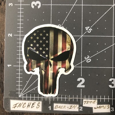 American Punisher Skull Humor Sticker For Hard Hat Toolbox Guitar Ect. Mat86