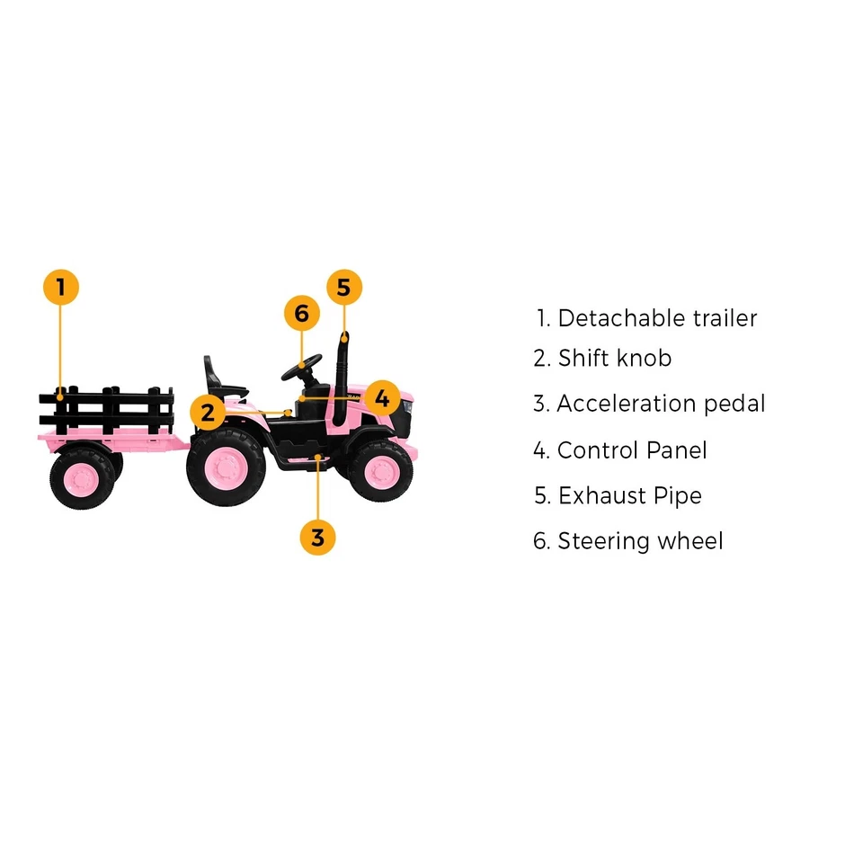 Mazam XL SIZE Kids Ride On Car Tractor 12V Remote Control Electric Gift Toy Pink - image 3 of 4