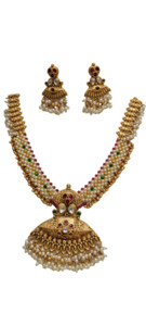 Authentic Festive 1 Gram Gold Plated Wedding Antique Met Necklace Set for Women's AndGirl