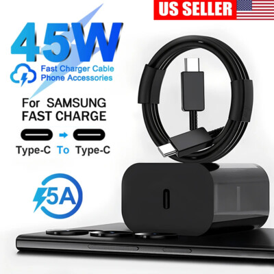 #ad #ad 45W Type USB C Super Fast Wall ChargerCable For Samsung Galaxy S23 S22 S21 S24 $2.23