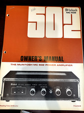 ORIGINAL McINTOSH MC-502 MC 502 Instruction OWNERS MANUAL USER GUIDE ORIGINAL 