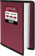 11X14 Art Portfolio Folder Ruby 24 Pockets Display 48 Pages Case Album Binder