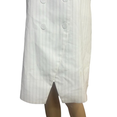 SOLITAIRE Vintage White Business Dress Sleeveless Collared Stripes size Large - Picture 9 of 12