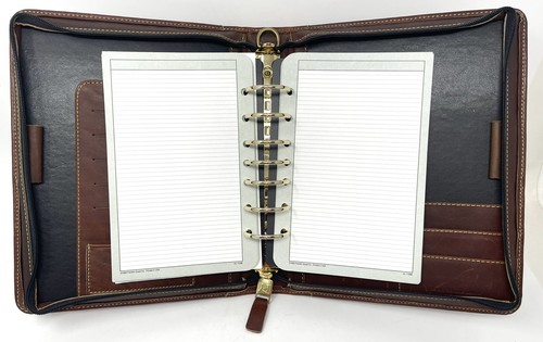 Franklin Quest Vintage Russet Dakota Zipper Organizer 8.5 x 11 Made in USA - Picture 6 of 12